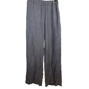 Rita Row Women Charcoal Grey Wide Leg Elastic Waist Patch Pocket Trousers